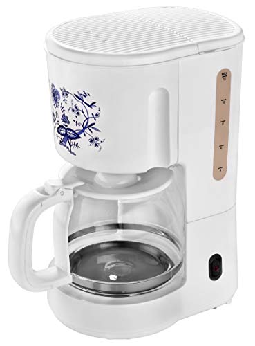 efbe-Schott SC KA 1080.1 ZWM Kaffeeautomat mit 1,5 Liter Glaskanne für 10-12 Tassen, 900, Kunststoff, 1.5 liters, Weiß/Zwiebeldekor