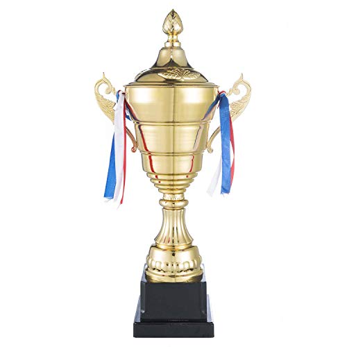 GOODS+GADGETS Gold Pokal XXL Siegerpokal mit Deckel 36 cm - Sieger Trophäe Personalisierbar