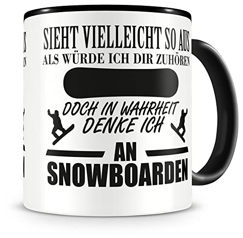 Samunshi® Ich denke an Snowboarden Tasse Kaffeetasse Teetasse Kaffeepott Kaffeebecher Becher