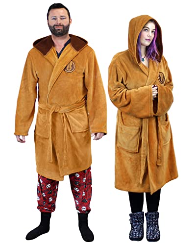 Unisex Erwachsene Star Wars Fleece Hooded Jedi & Chewbacca Bademantel Robe, Jedi, L