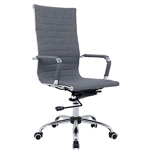 Vivol Madrid Schreibtisch Stuhl Stoff Grau | Design Bürostuhl Ergonomisch 120 kg | Drehstuhl mit Rollen und Armlehnen