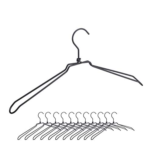 Relaxdays Kleiderbügel, 12er Set, für Hemden, Jacken & Blusen, Industrie Design, Metall, 45 cm breit, Bügel, schwarz, Industrial Pack