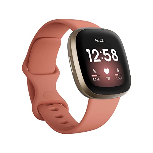 Fitbit Versa 3 Health & Fitness Smartwatch with 6-months Premium Membership Included, Built-in GPS, Daily Readiness Score and up to 6+ Days Battery, Pink Clay / Soft Gold