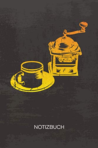 NOTIZBUCH A5 Dotted: Kaffeeliebhaber Notizheft GEPUNKTET 120 Seiten - Vintage Notizblock Retro Kaffemühle Skizzenbuch - Cappuccino Geschenk für Kaffeeliebhaber Kaffeetrinker Kaffee Junkie