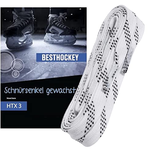 Schnürsenkel gewachst 213-330 cm Hockey HTX3 Laces Waxed weiß f. Eishockey (305)