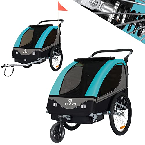 Tiggo S2 Kinderanhänger mit Federung Jogger 2 in 1 Kinder Buggy fahrradanhänger Anhänger 360° Drehbar