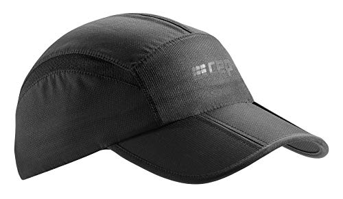 CEP – Running Cap | Atmungsaktive Faltbare Kappe mit Sonnenschutz und gebogenem Schirm in schwarz in Unisex in one Size