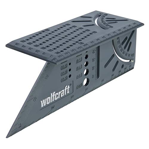 wolfcraft I 3D-Gehrungswinkel I 5208000 I zum Bearbeiten von dreidimensionalen Werkstücken I Anschläge für 45°- und 90°-Winkel I einsetzbar als Streichmaß für parallele Linien