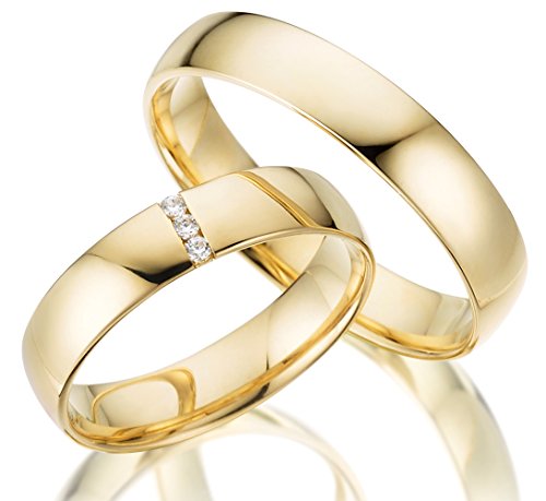 2 x 375 Trauringe Gelbgold ECHT GOLD Eheringe schlichte Spannring LM.05.V2 Juwelier Echtes Gold Verlobunsringe Wedding Rings Trouwringen