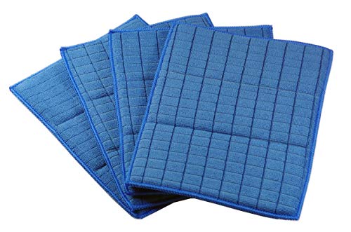 Glart 4 Stück antibakterielle Spültücher Schwammpads Mikrofasertücher 17x23 cm blau für Küche Abwasch Bad WC, statt Baumwolle oder einfacher Putztücher