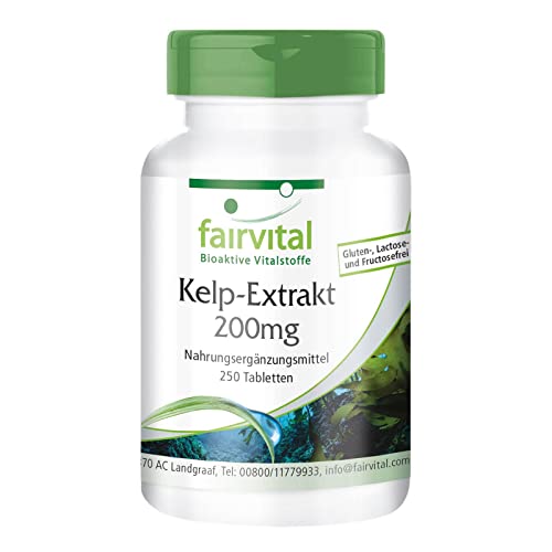Fairvital | Kelp Tabletten - 300mcg natürliches Jod aus Braunalgen Extrakt 200mg - HOCHDOSIERT - 250 Tabletten - Vegan