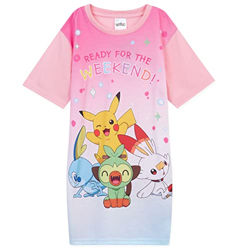 Pokemon Schlafanzug Kinder Pikachu Nachthemd Mädchen und Jungen (Rosa, 9-10 Jahre)