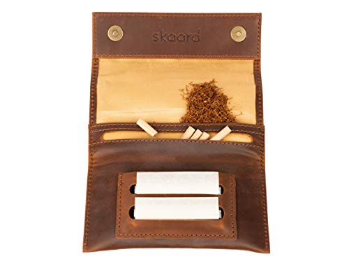 Tabakbeutel 'Henry'' – Hochwertige Tabaktasche aus Leder – Drehtabak Tasche mit Magnetverschluss und extra Filterfach – Braun