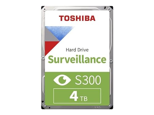 Toshiba S300 4TB Interne 3,5-Zoll-SATA-Festplatte für Überwachungssysteme, 24/7-Betrieb, bis zu 64 Videokameras, 128 MB Puffer, 180 TB/Jahr Workload, SMR, 3 Jahre Garantie (HDWT840UZSVA)., silber