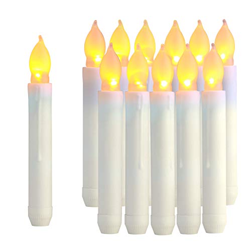 Raycare 12er Set LED Stabkerzen, Flammenlose Tafelkerzen, batteriebetrieben Harry Potter Kerzen für Muttertagsgeschenk, Party, Hochzeit, Kirche Dekorationen (MEHRWEG)