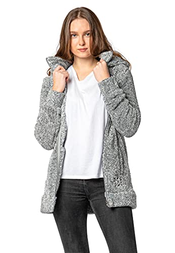 Sublevel Damen Kuschel Fleece-Mantel aus Teddy-Fleece Dark-Grey XL
