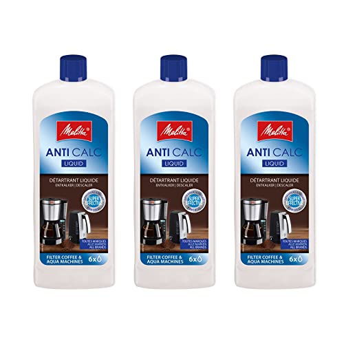 Melitta Anti Calc Liquid Flüssigentkalker für Filterkaffeemaschinen und Wasserkocher 3x250 ml