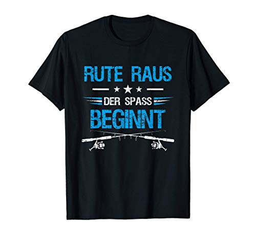 Herren Rute Raus Der Spaß Beginnt Fischer Angler Bekleidung T-Shirt