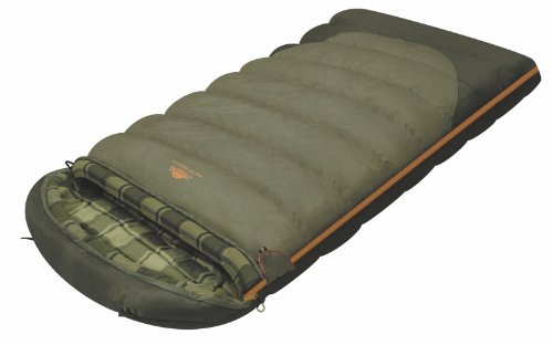 ALEXIKA Camping & Outdoor Schlafsack Siberia Wide Plus, linke Reißverschluss Deckenschlafsacke, grau/kariertes grün-grau, 230 x 100 cm