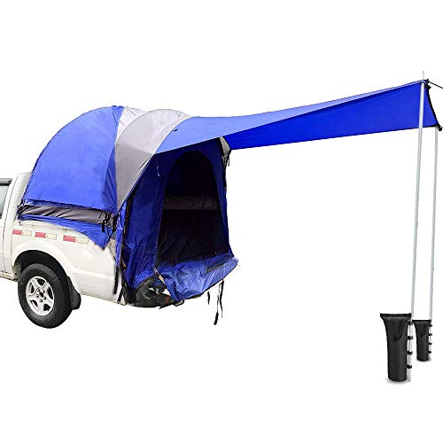 Sport Tent LKW-Zelt Wasserdichtes Truck Zelt mit Markise, Außenzelt und 2 Stücke Anker Sandsäcke LKW Bett Zelt Camping Angeln Wandern/Caving Picknick Reisen
