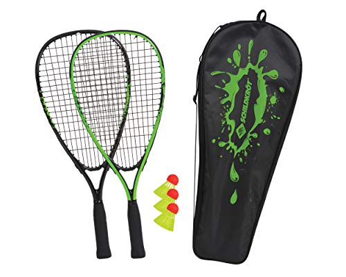 Schildkröt Speed-Badminton Set, 2 handliche Aluminium-Rackets, Länge 54,5cm, 3 windstabile Bälle, perfekt geeignet für ein windstabiles und schnelles Federball, wertige Tasche, grün-schwarz, 970905