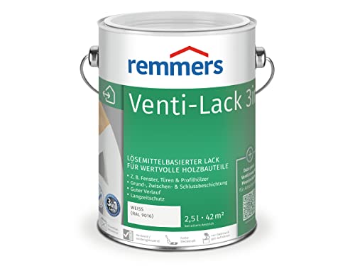 Remmers Venti-Lack 3in1 weiß (RAL 9016), 2,5 Liter, Alkydhardzlack für Holz innen und außen, 3 Beschichtungen in einem Produkt, hohe Deckkraft