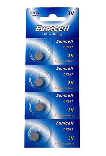 4 x CR927 3V Lithium Knopfzelle 30 mAh (1 Blistercard a 4 Batterien) EINWEG Markenware Eunicell
