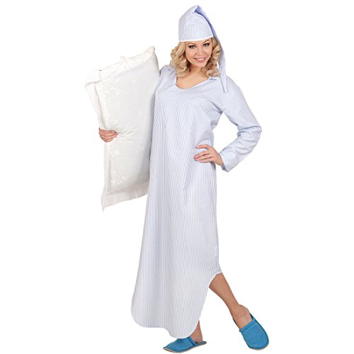 Amakando Nachtkleid mit Schlafhaube - M/L - Nachthemd und Zipfelmütze Schlafhemd Unisex Schlafrock Pyjamahemd Pyjamaparty Nachtwäsche Nachthemd und Zipfelmütze