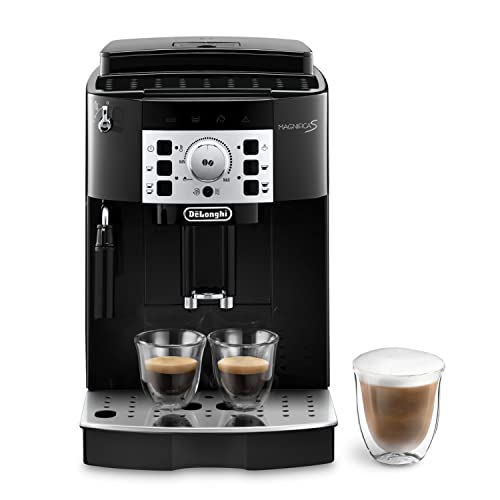 De'Longhi Magnifica S ECAM 22.110.B Kaffeevollautomat mit Milchaufschäumdüse für Cappuccino, Direktwahltasten für Espresso und Kaffee, 2-Tassen-Funktion, 1,8 Liter Wassertank, schwarz/silber
