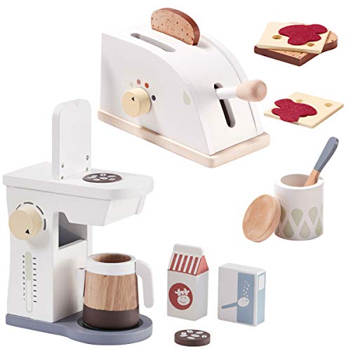 Kids Concept Toaster + Kaffeemaschine - Set aus Holz für die Kinderküche / Spielküche