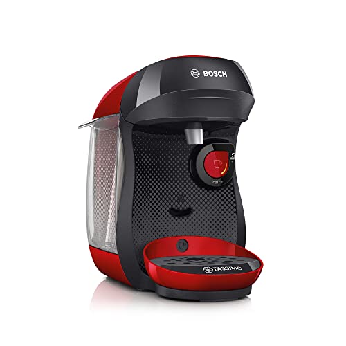 Tassimo Happy Kapselmaschine TAS1003 Kaffeemaschine by Bosch, über 70 Getränke, vollautomatisch, geeignet für alle Tassen, platzsparend, 1400 W, 0.7 liters, Rot/Antharzit