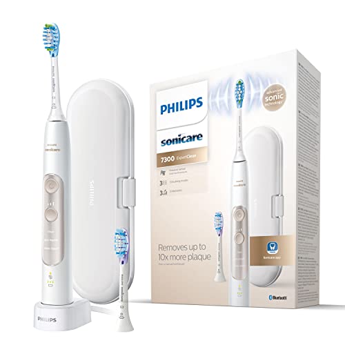 Philips HX9601/03 Expertclean 7300 Elektrische Zahnbürste mit Schalltechnologie, Andruckkontrolle, Reiseetui Weiß