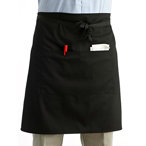 OUNONA Taille Schürze Kellnerschürze Unisex Kurz Schürze mit Taschen für Chef Kellner Cafe Küche (Schwarz)