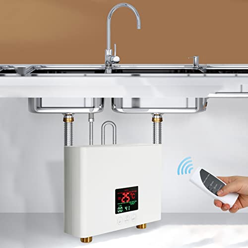 Tankless Durchlauferhitzer Elektrisch,CEIEVER Tankless Shower Warmwasserbereiter mit LED-Anzeige 220V 3000W Sofortiger elektrischer Durchlauferhitzer für die Dusche im Badezimmer (Weiß)