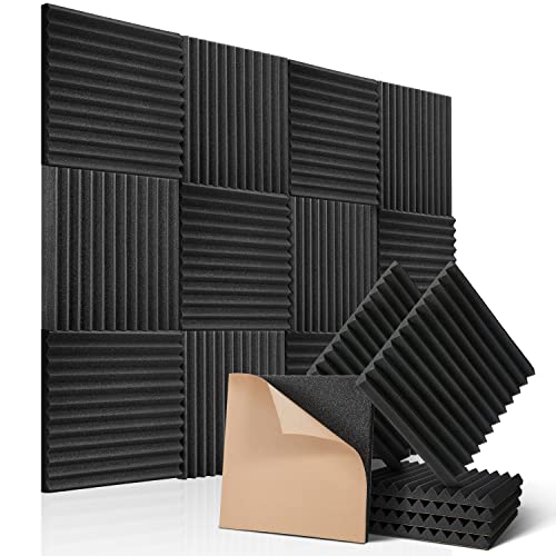 12 Stück Akustikschaumstoff Selbstklebend, Schalldämmung, schallschutz für Podcastsfür Podcast Aufnahmestudio, reduzieren Hall-Echo-Fliesen für Decken im Heimbüro, 30x30x2.5cm