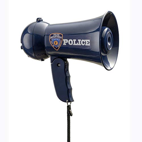 Dress Up America Rollenspiel-Megaphon des Polizeibeamten mit Sirenenton für Kinder – Rollenspiel-Bullhorn mit Sirenenton und Handmikrofon-Spielzeug