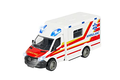 Majorette - Mercedes-Benz Sprinter Krankenwagen – Premium Modell, mit Licht & Sound, Gummireifen, viele Funktionen, originalgetreues Spielzeugauto für Mädchen und Jungen ab 3 Jahren, 213712001, Black