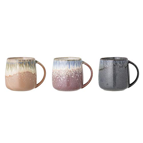 Bloomingville Tassen, grau blau rosa braun, Keramik, 3er Set