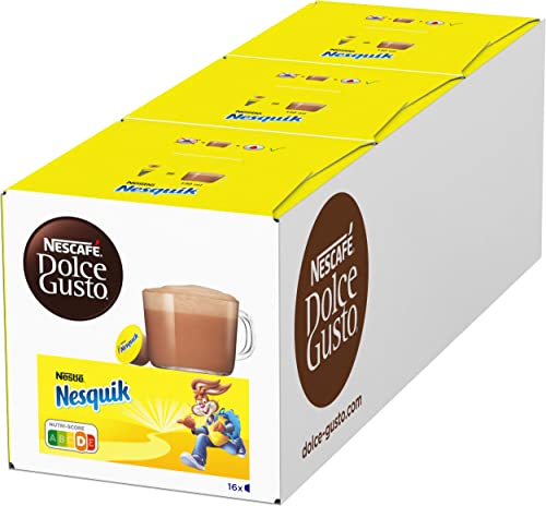 NESCAFÉ Dolce Gusto Nesquik (Trinkschokolade, köstlicher Kakao Geschmack, Leckeres Kakaoaroma von Nesquik, Schnelle Zubereitung, Aromaversiegelte Kapseln) 3er Pack (3 x 16 Kapseln)