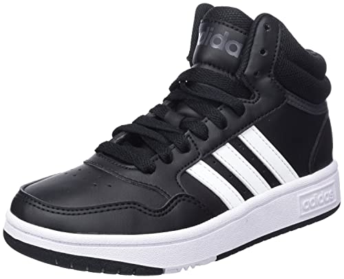 adidas Hoops Mid 3.0 Basketball Shoe, Core Black/Cloud White/Grey, 38 2/3 EU