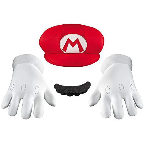 Nintendo Super Mario Bros DISX73790 Super Accessories Adults Kostüm, Mario Zubehörset, Einheitsgröße