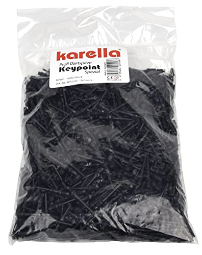 Karella Profi Dartspitzen Keypoint-Special, 2BA Gewinde, 1000 Stück, extrem stabil, äußerst langlebig, schwarz