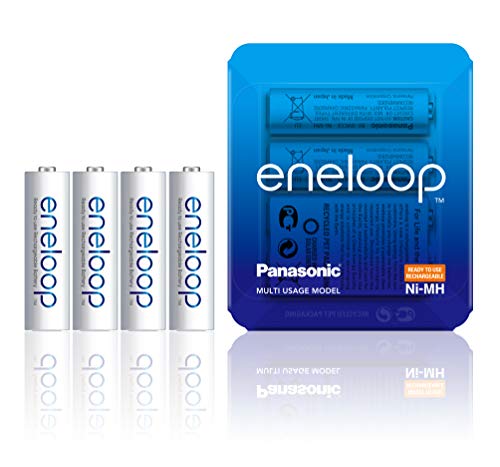 Panasonic eneloop, Ready-to-Use Ni-MH Akku, AA Mignon, 4er Pack, Storage Case, min. 1900 mAh, 2100 Ladezyklen, starke Leistung, wiederaufladbare Akku Batterie