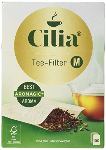 Cilia Teefilter-Set, Papier-Filter zur Verwendung mit und ohne Halter, 2 x 100 Stück, Größe: M, Naturbraun, 125432, 0.1 x 0.99 x 1,37 cm