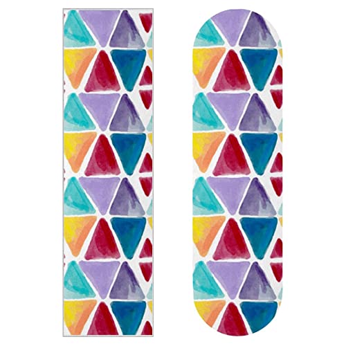 Skateboard-Aufkleber, bunt, dreieckig, geometrisches Muster, wasserfest und rutschfest, Schleifpapier, Skateboard, Griptape, 2 Stück