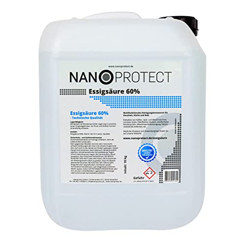 Nanoprotect Essigsäure 60% | Ideal als Reiniger und Entkalker | Für Haus und Garten | Premium Qualität – Made in Germany, 10 kg