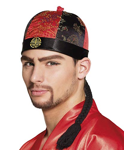 Boland 04219 - Hut Mandarin mit Haaren, Mütze, Kopfbedeckung, Asiate, Chinese, Japaner, Kostüm, Karneval, Mottoparty