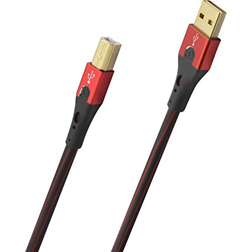 Oehlbach USB-Evolution B - hochwertiges USB-Kabel Typ 2.0 USB-A auf USB-B (für Audio-Streaming, DAC und Drucker) schwarz/rot - 50cm
