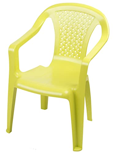 Kinder Gartenstuhl aus Kunststoff - Lime grün - Robuster Stapelstuhl für Kleinkinder - Monoblock Stuhl Kinderstuhl Spielstuhl Sitz Möbel stapelbar für Außen