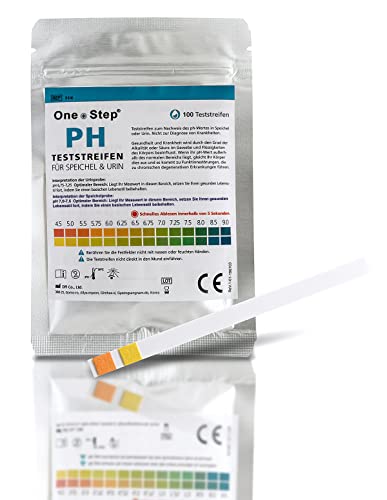100 One+Step pH Teststreifen für Urin UND Speichel - pH Test - Ermittlung ph Wert - Teststreifen übersäuerung Körper - Säure Basen Balance - Urin Teststreifen
